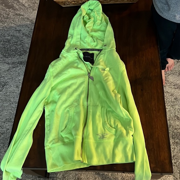 Lime green sweat jacket with zipper - Picture 1 of 2